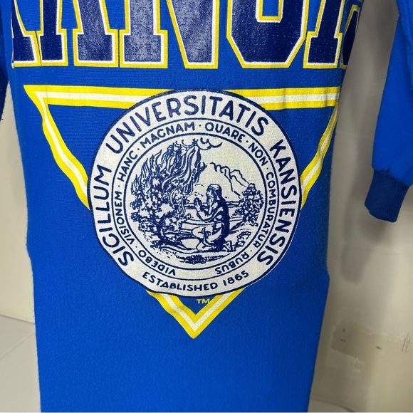 Vtg College Ware One Size Fits Most Sleepshirt University of Kansas KU Jayhawks - Picture 4 of 10